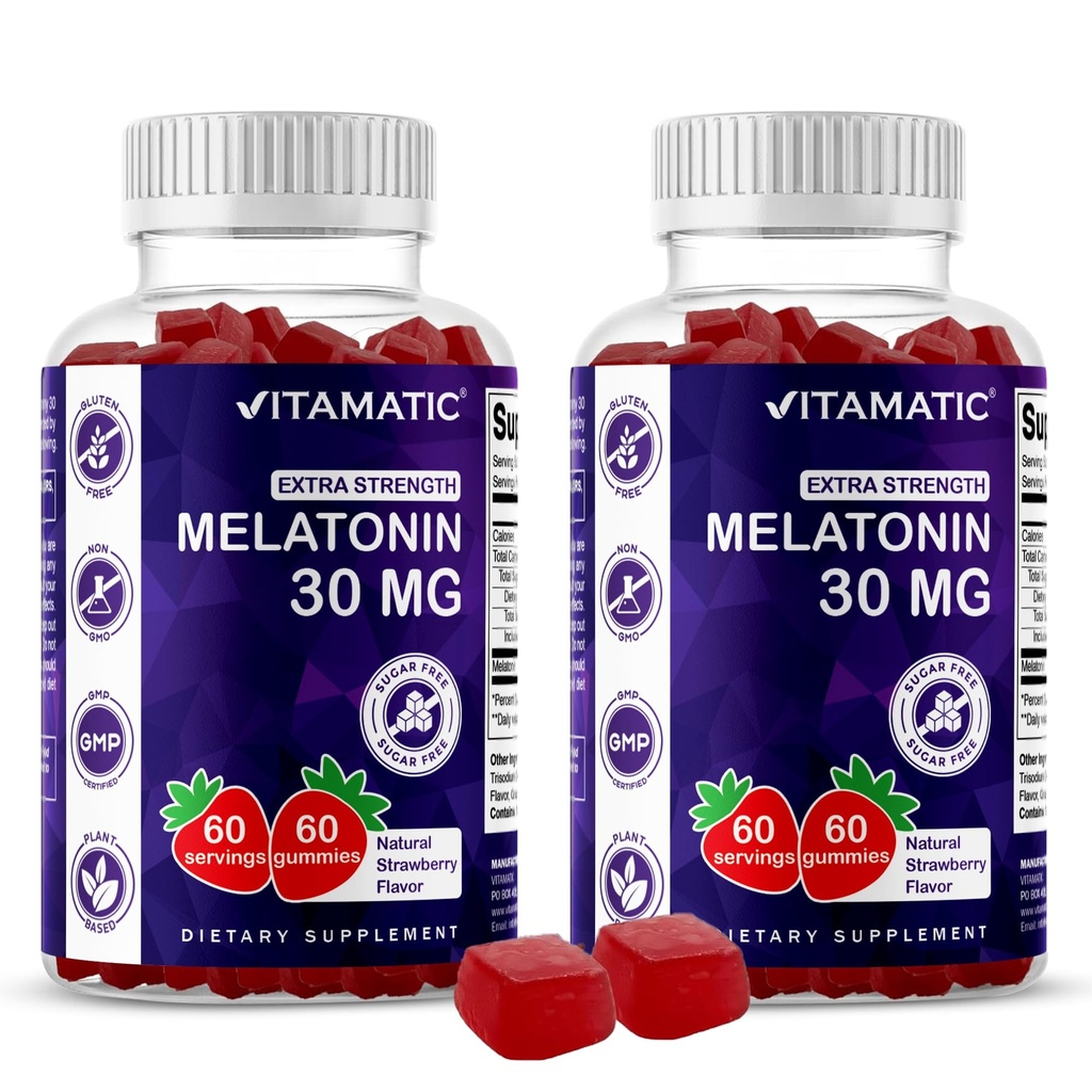 Vitamatický cukr bez melatoninu 30 mg na žvejku - 60 Služeb - 60 Vegetariánských žvýkaček - Non-Habit Forming Dodatek (60 Počet (Balení 2))
