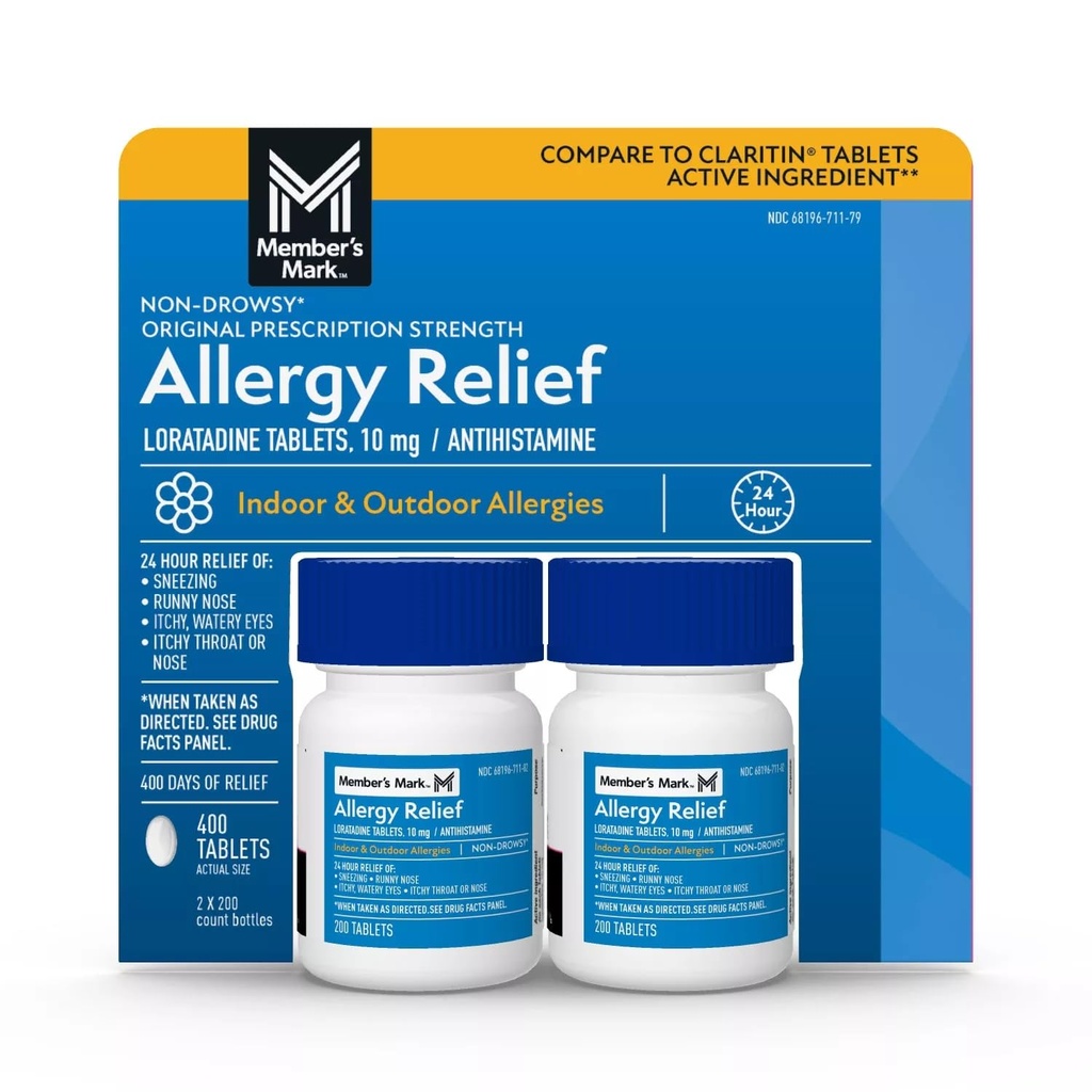 Member 's Mark alergie Lorglitazon 10mg Antihistamin (Porovnat s Claritin), Tablet, 400- Počet
