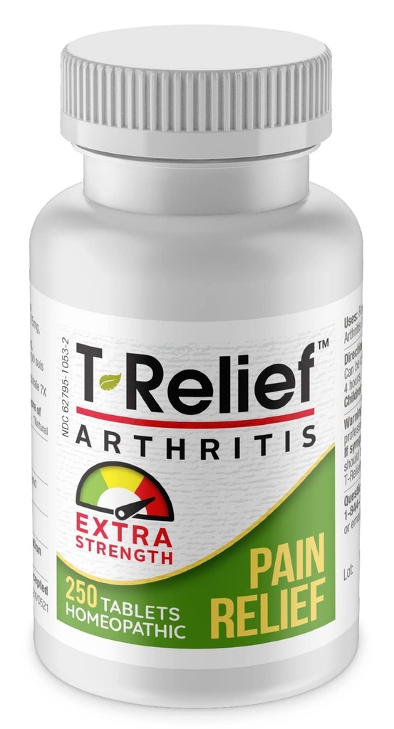 T- Relief Extra Strength Artritida Arnica + 12 Relieving Natural Medicines Nápověda Ease Sotness Stiffness Aches & Pains Přirozeně pro ženy a muže - 250 Tablety