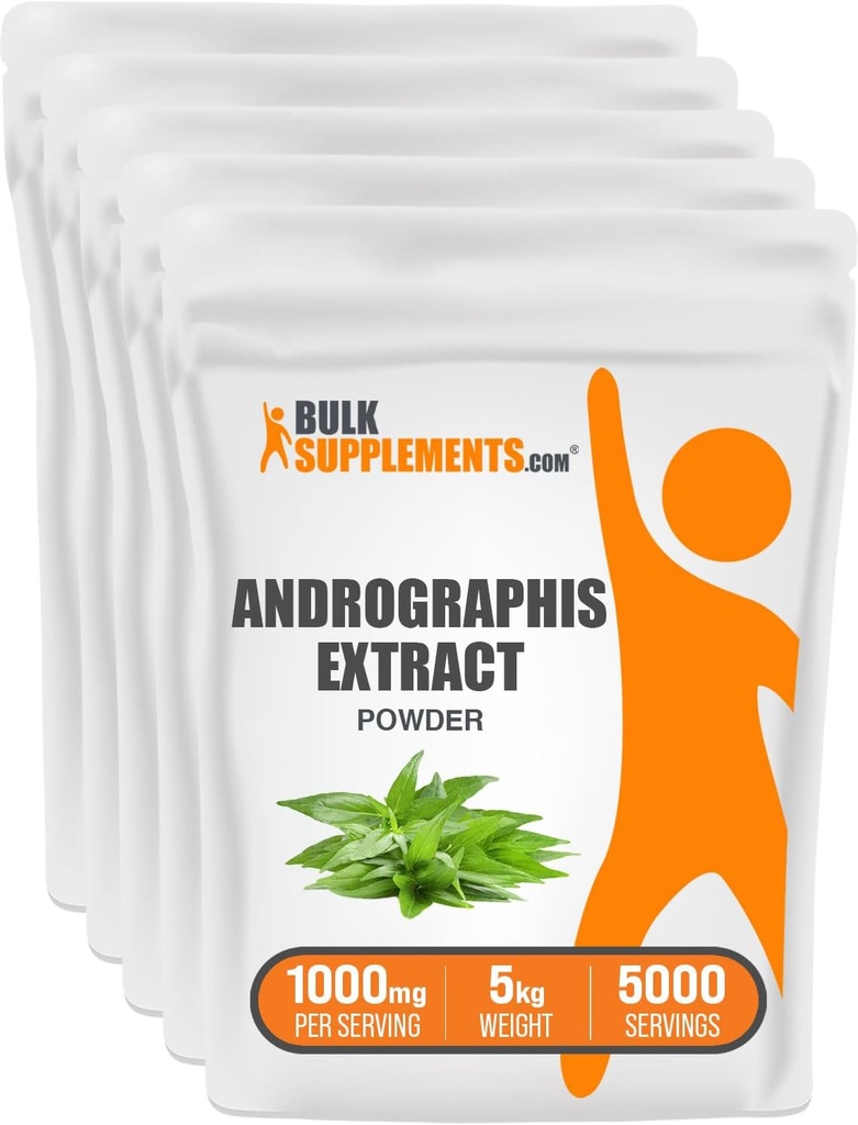 BulkSupplements.com Andrographis Extract Powder - Andrographis Paniculata, bylinný dodatek, Andrographis Powder - Gluten Free, 1000mg na Serving, 5kg (11 liber)