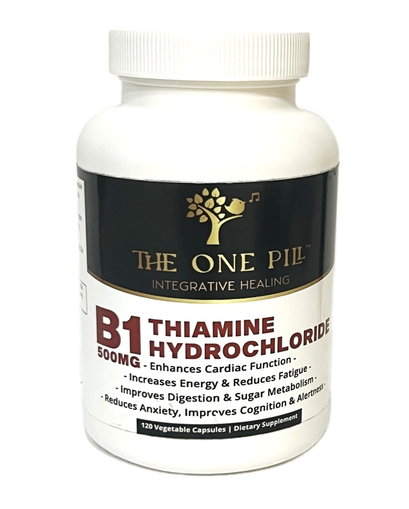 Vitamin B1 Thiamin Hydrochlorid, Thiamin Hcl, 500mg-120 Kapsle, Vegan, Non GMO, Žádné umělé plniva nebo Stearate přísady.