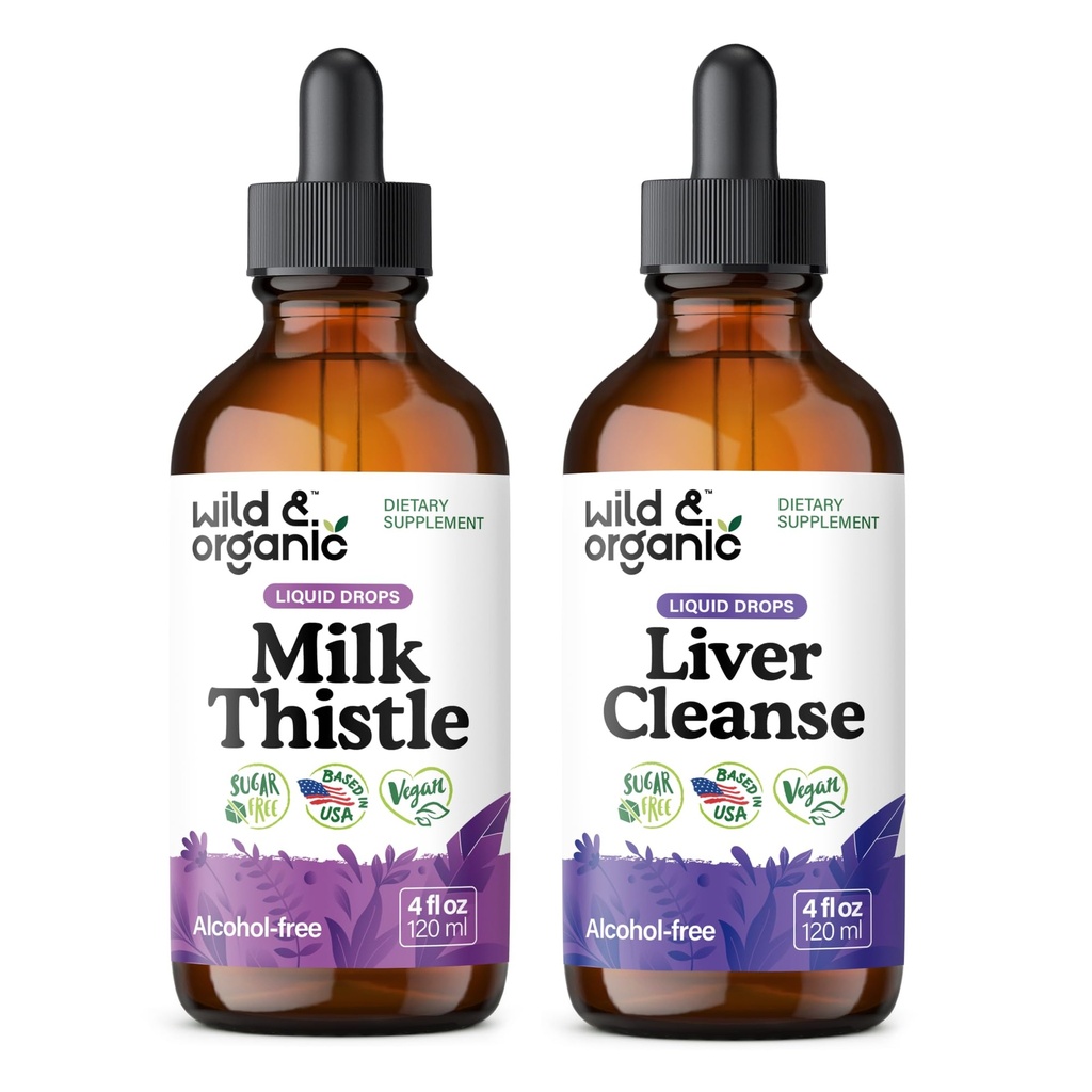 Wild & Organic Milk Thistle Tincture 4 fl oz & Jaterní čištění Tincture 4 fl oz