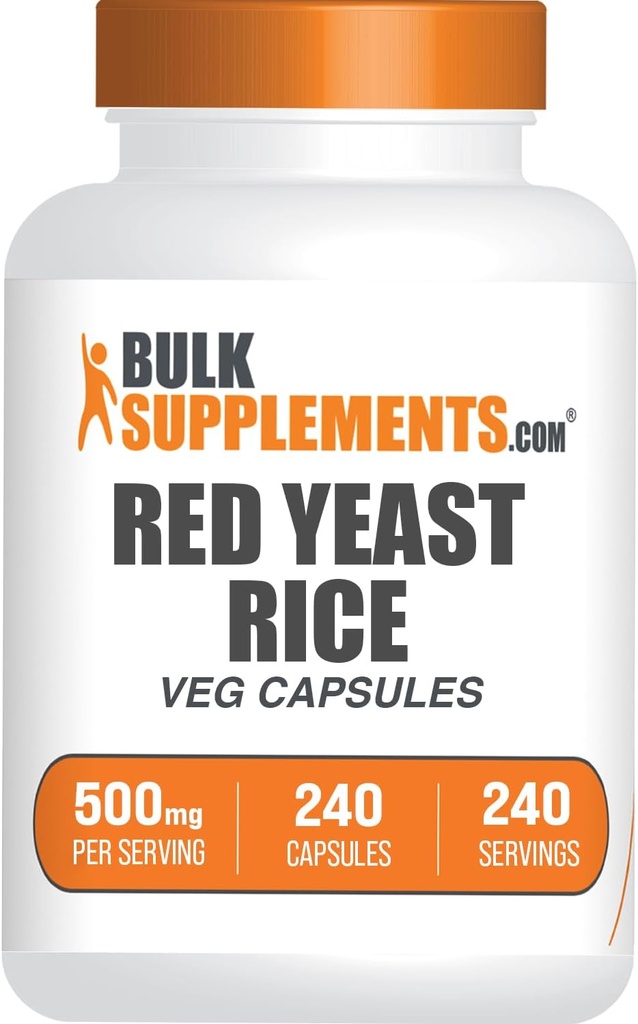 BulkSupplements.com Red Yeast Rice Capsules - Red Yeast Rice Supplement, Herbal Supplement - Vegan, 1 Capsule per Serving, 240 Veg Capsules (Balení po 1)