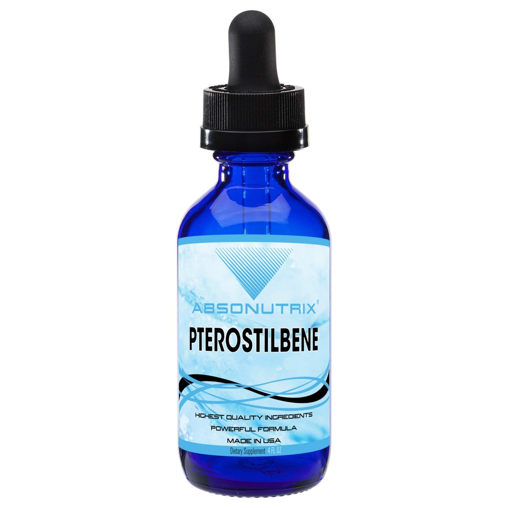Absonutrix Pterostilbene 300 mg, 4 Fl Oz Liquid Drops, 200 Potent Servings, High Biodostupnost, Third-Party Tested, Quick Absorpce, GMP-Certified, Non-GMO, Cruelty-Free Products, Made in USA