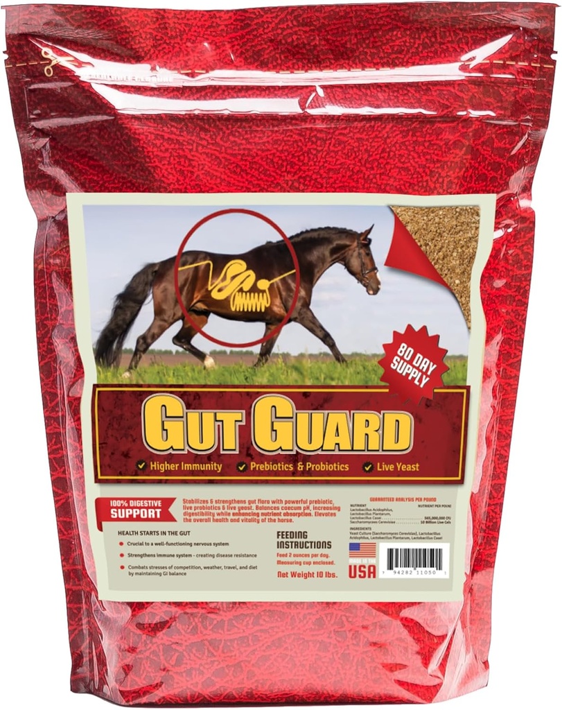 Koňský Gut Guard 10 liber, Probiotický a Prebiotický dodatek pro Gut zdraví