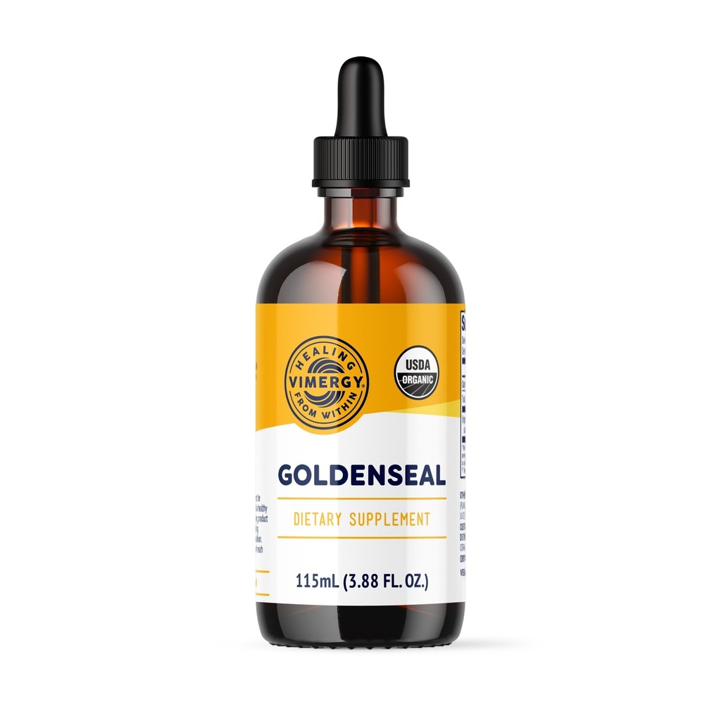 Viméries Goldenseal tinktura Bylinný dodatek - (57 Služení) 10: 1 Extrakt Ekvivalentní 2000mg Bylinné Ekvivalentní - USDA Organic, Vegan, Alcohol- Free Golden Seal Herb Drops Great for Tea (115 ml)