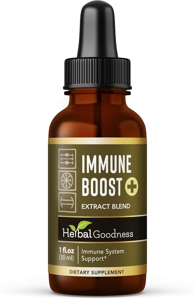 Bylinné dobroty Imunitní podpora Liquid 1oz - Přírodní Bylinný doplněk pro imunitní & Gut zdraví, tekuté vitaminy pro dospělé a děti, s Echinacea, Astragalus, a Graviola - 1 láhev