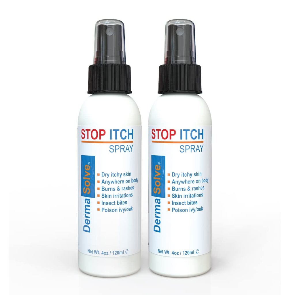 Dermassolve Stop Itch sprej se 100% organický hnůj olej, skalp a tělo psoriáza Relief, suchá kůže, bites, opalování, popáleniny a vyrážky
