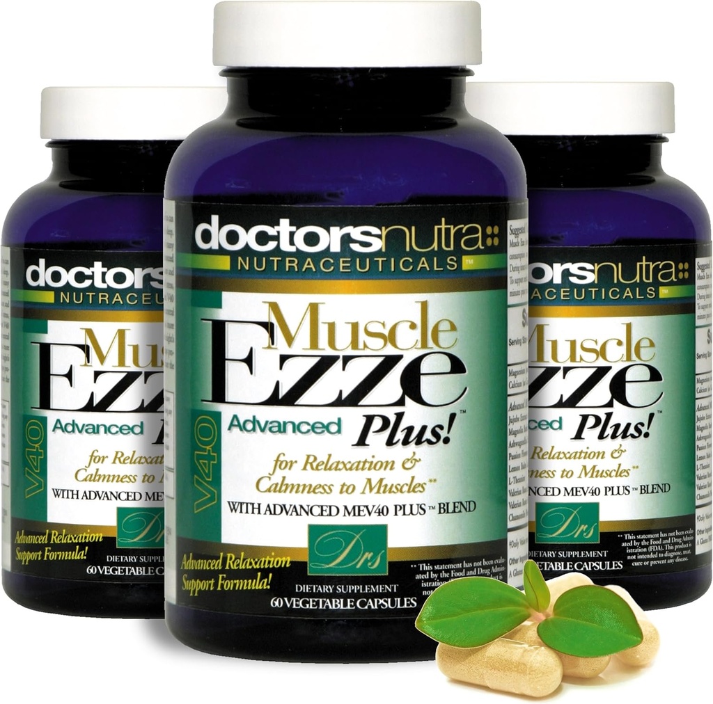 Balení 3 Natural Relaxant Muscle Ezze Plus Advanced Day- Time Night- Time 24- 7 Maximální síla Kapsle.