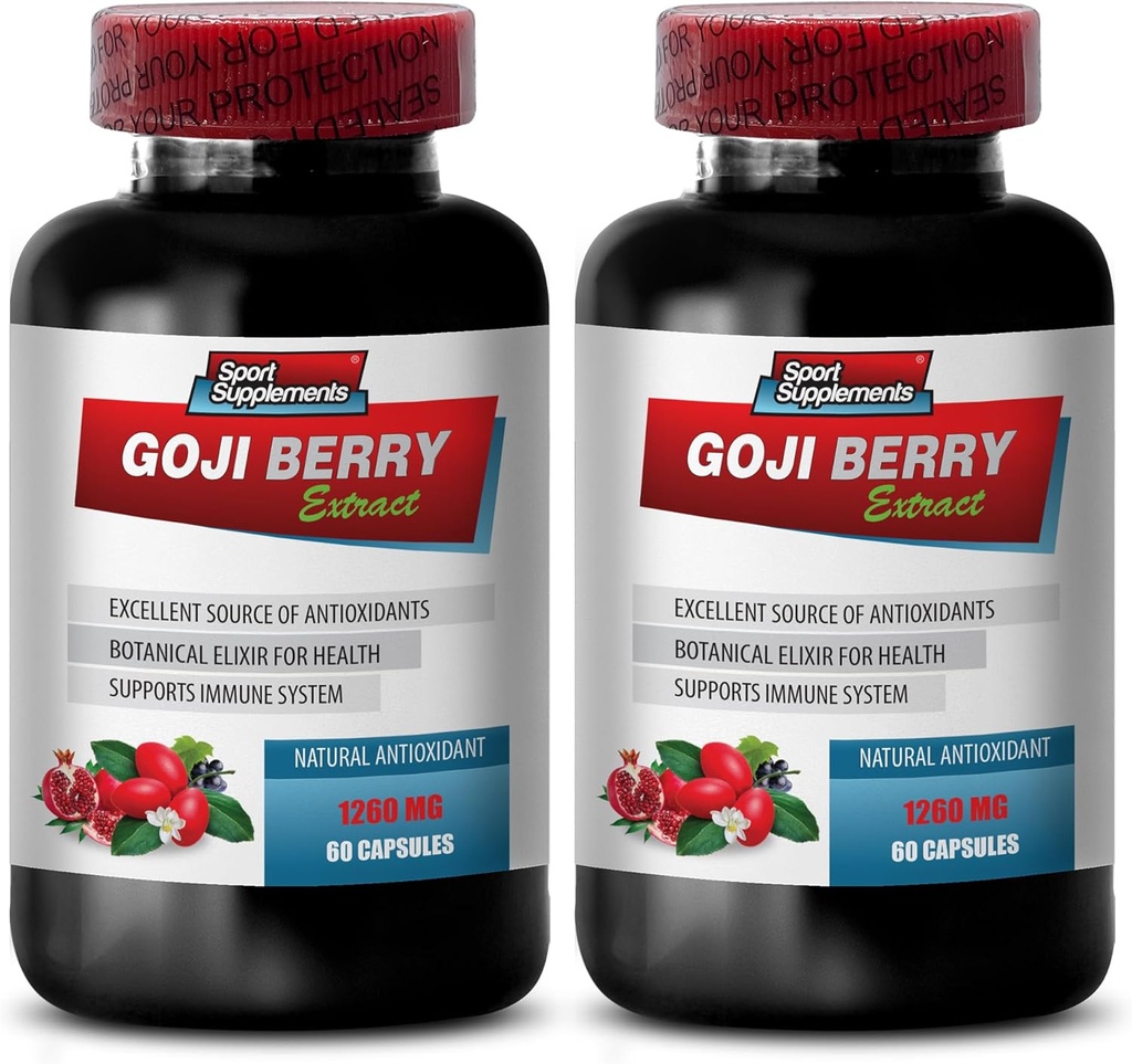Imunitní obrana - Goji Berry Extract Complex - Natural Vitality Pills, Výkonný antioxidant, Granátový extrakt, Body Detox Complex, holistická Wellness podpora, Natural Energy Boost, 2 Bot 120 Caps