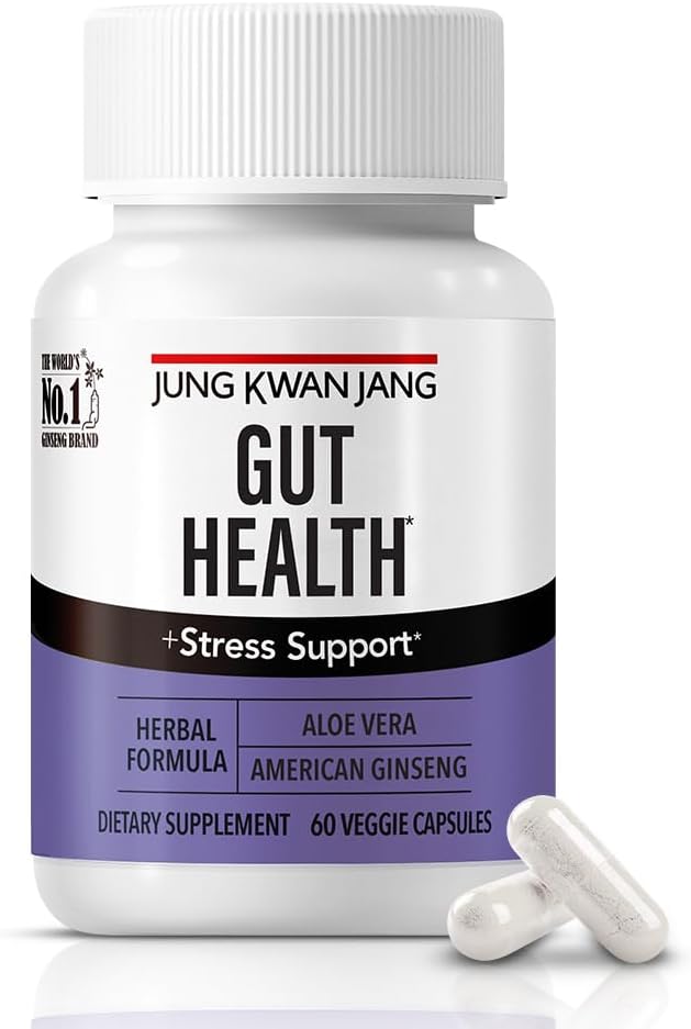 JungKwang Gut Zdravotní podpora s Aloe Vera (833mg) a American Ginseng pro Gut zdraví, Digestion, imunita, 60 Kapsle pro muže a ženy