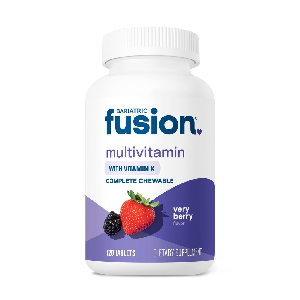 Bariatrická fúze Velmi Berry Kompletní Chewable Bariatric Multivitamin se železem a vitamínem K pro bariatrické chirurgie Pacienti včetně gastrického bypassu a sleeve Gastrektomie - 120 Tablety