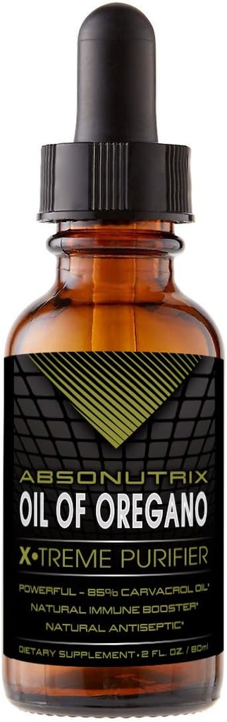 Absonutrix Oil of Oregano 43 mg, 540 Servings, 2 Oz láhev, vysoká biologická dostupnost, 85% Carvacol Oil, Quick Absorpce, Potenciální přísady, Cruelty-Free, Third- Party Tested, Non- GMO, Made in USA
