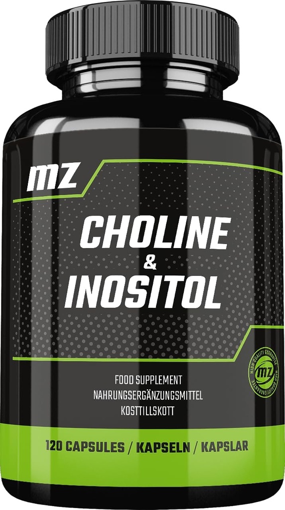 Cholin a Inositol 1200 mg na jednu obsluhu - 120 Kapsle - 2 měsíce Dodávka - Dietní dodatek k podpoře mysli Clarity a relaxace - od MZ