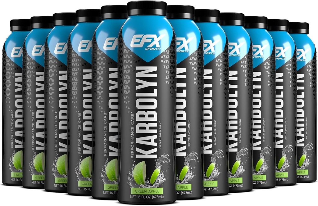 EFX Sports Karbolyn Palivové nápoje 124; Pre, Intra, Post Workout Karbohydrát Pij 124; Karb zatížení, Trvalá energie 124; Stimulant & cukr zdarma 124; 12 balení (zelené jablko)