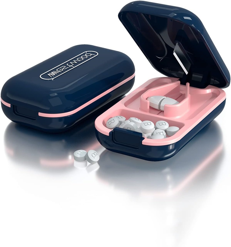 DUBSTAR Malé Pill Cutter, Pill Cutter Splitter pro malé a malé pilulky, Přenosné Pretty Pill Cutters pro velké pilulky, Cuts Vitamíny Tablety pro Purse Pocket (Pill Cutter, Blue)
