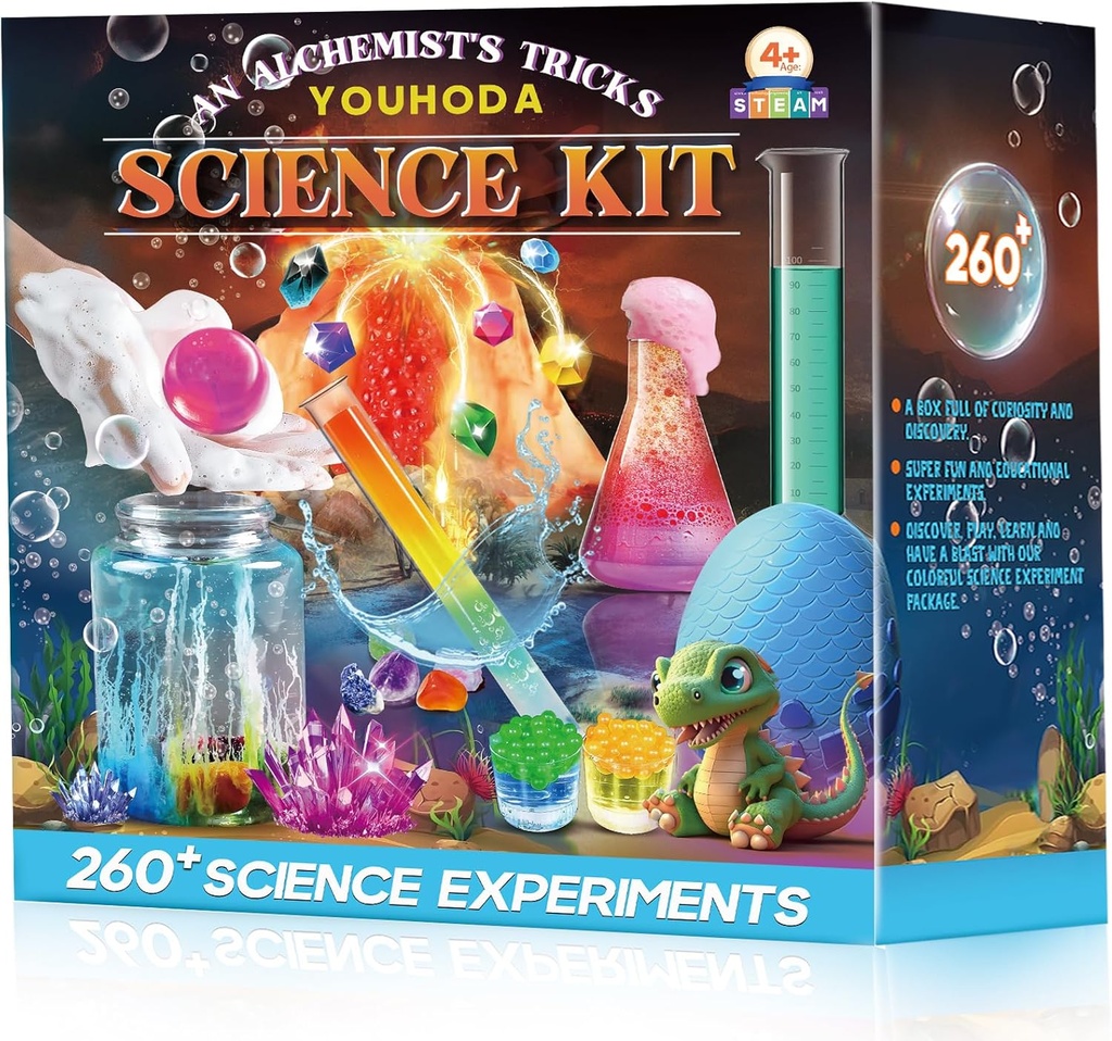 260 + Vědecké experimenty - Více než 120 ks Science Kits for Kids Age 5-7-9-12, Boys Girls Pre School Chemistry Set & STEM Learning Vzdělávací hračky, Narozeninové dárky Vánoční Stocking Stuffers for Kids