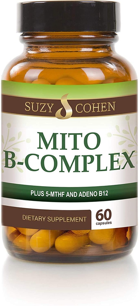 Suzy Cohen, Mito B Komplexní doplněk stravy, 5-MTHF, Adeno B12, Methylation Support, Podporuje zdravý nervový systém, Zvýšení energie, Vitamin B, 60 Služební