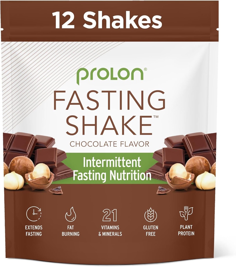 Prolon Intermitent Fasting Drink Mix 124; Fasting Shake for Intermitent Fasting Fatch124; Vitamíny, Vláknina, rostlinný protein, Superfoods Fatch124; Keto, Vegan, Gluten Free, Dairy Free Fatch124; Čokoláda, 12 Packets