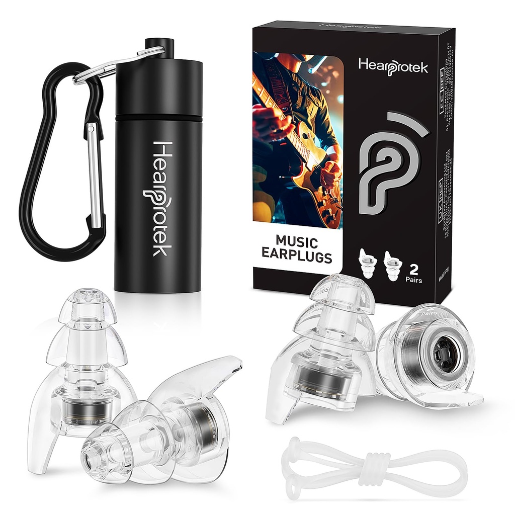 Hearprotek Koncert Ušní Plugy, 2páry Opakované použití vysoké věrnosti Hudební Ušní Plugy pro koncerty Hlasitý Music- Hluk Snížení Ušní ochrana Ušní zátky pro Rave, Festival, Hudba, Tinnitus Relief