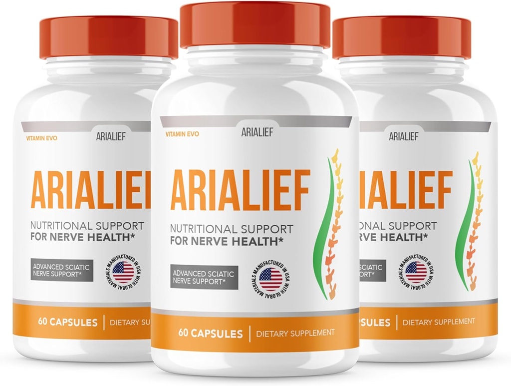 (3 PACK) Arialief Sciatica Nerve Support, Arialeaf Advanced Nerve Health, Arialeaf Prime Palm Sciatica, Aria Leaf Primepalma Aria Lief, Nerve Relief Dodatek Sciatic Soothing (180 Kapsle)