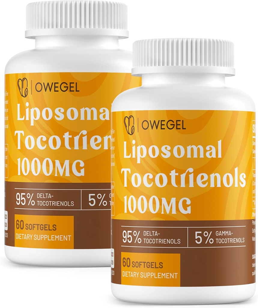 Vitamin E Tocotrienols Doplňky 1000mg - Vysoká potence Liposomální Tocotrienol Kapsle, 95% Delta a 5% Gamma Tocotrienols Podpora kůže, kosti, antioxidant, 120 Softgels