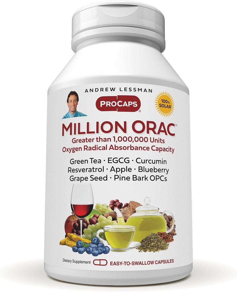 ANDREW LESSMAN Million Orac 60 Capsules - Delivers Concentrated Standardized Plant-Based Extracts. Powerful Anti-Oxidants and Protective Compounds. Neutralizes Damaging Free-Radicals, No Additives