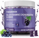 Glucosamine Chondroitin Gummies Sugar Free, Extra Strength 1500mg Glucosamine s MSM & Turmeric, Společná podpora Gummies doplňky pro muže a ženy, pro společnou flexibilitu a zdraví kostí, 90 Počet V01