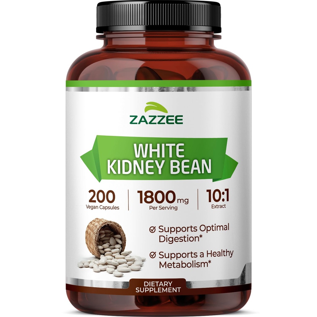 Zazzee White Ledney Bean 10: 1 Extract, 1800 mg na servírování, 200 Veganských kapslí, přes 2 měsíce dodávky, standardizované, Koncentrované 10X Extract, 100% Vegetariánské, All- Natural a Non- GMO, Made in USA