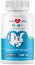 10 z 1 Multivitamin pro psy - 120 Žvýkací tablety s Glucosamine a Chondroitin - Fish Oil & Vitamíny s Coq10 pro kůži a srdce, Gut & Imunitní podpora