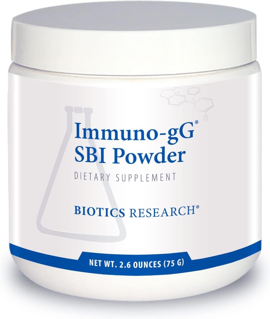 Biotics Research Imuno- gG SBI Powder Easy- to- Mix Powder Formule, Ultimate IgG, Kompletní Gut Zdraví a imunitní podpora, Dairy Free, Immunoglobulin koncentrát - 2.6 Oz
