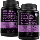 12- in-1 Melatonin Spánkové kapsle - Přírodní spánkové pomůcky pro dospělé s melatonin 5 mg a Glycinát hořčíku 500 mg, Spánková pomoc s Ashwagandha, L Theanine, Valerian Root, GABA, 5- HTP (90ct, Pack of 2)