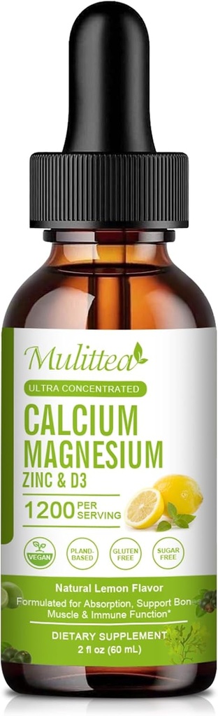 Vápník hořčík zink kapalný s vitaminem D3, hořčík Glycinát Plus vitamín C K2 CZ124; vysoká absorpční rostlina doplněk vápníku pro srdce a kosti 124; gluten zdarma Sugar- Free Aluminium 124; 30 Servings Alu124; Lemon Flavor