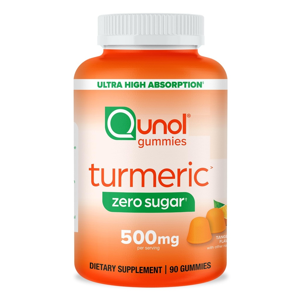 Qunol Zero Cukr Kurkumin, Gummy s 500mg kurkumin, Společná podpora dodatek, Ultra vysoká absorpce kurkumin, Vegetariánské, Gluten Free, 90 Počet