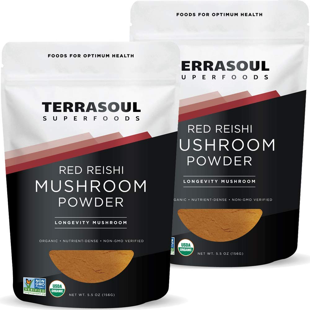 Terrasoul Superfoods Organic Reishi Houba Powder (4: 1 Extract), 11 Oz (2 Pack) - Imunitary Booing CLAN124; Coffee Enhancer CLAN124; Deeper Sleep