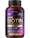 Biotin 10000mcg se silikonem - Doplněk pro biotin pro ženy - Podpora růstu vlasů, kůže a nehtů - Max Strength & 100% Biologická dostupnost - Made in USA - 120 Softgels, 120 Days Supply