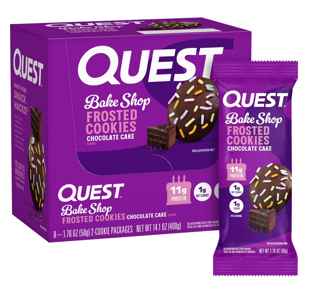 Quest Nutrition Masted Cookies Twin Pack, Čokoládový dort, 1g cukr, 11g protein, 1g Net Carbs, gluten zdarma, 16 Cookies