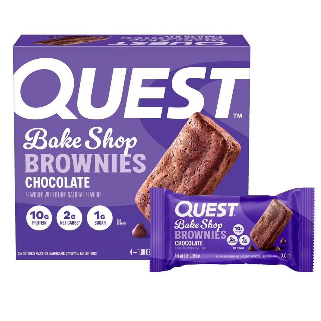 Quest Nutrition Bake Shop, Chocolate Brownies, 10g protein, 2g Net Carbs, 1g Cukr, 4 Počet