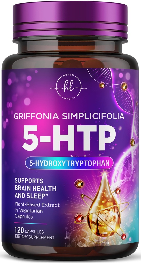 5-HTP dodatek - 200mg per Serving - Extra síla 5HTP z Griffonia Simplicifolia - Podporuje Restful Sleep, Natural Calm & Brain Health - 5 Hydroxytryptofan - Lahve v USA - 120 Kapsle
