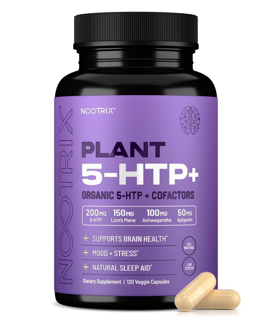 Nootrix Organic Plant 5 HTP + Doplněk 124; Podporuje paměť, duševní soustředění, kognitivní zdraví a energie 124; Podporuje zdravé mood & funkce mozku 124; Vitamin B6 & L Theanine 124; 120 Kapsle