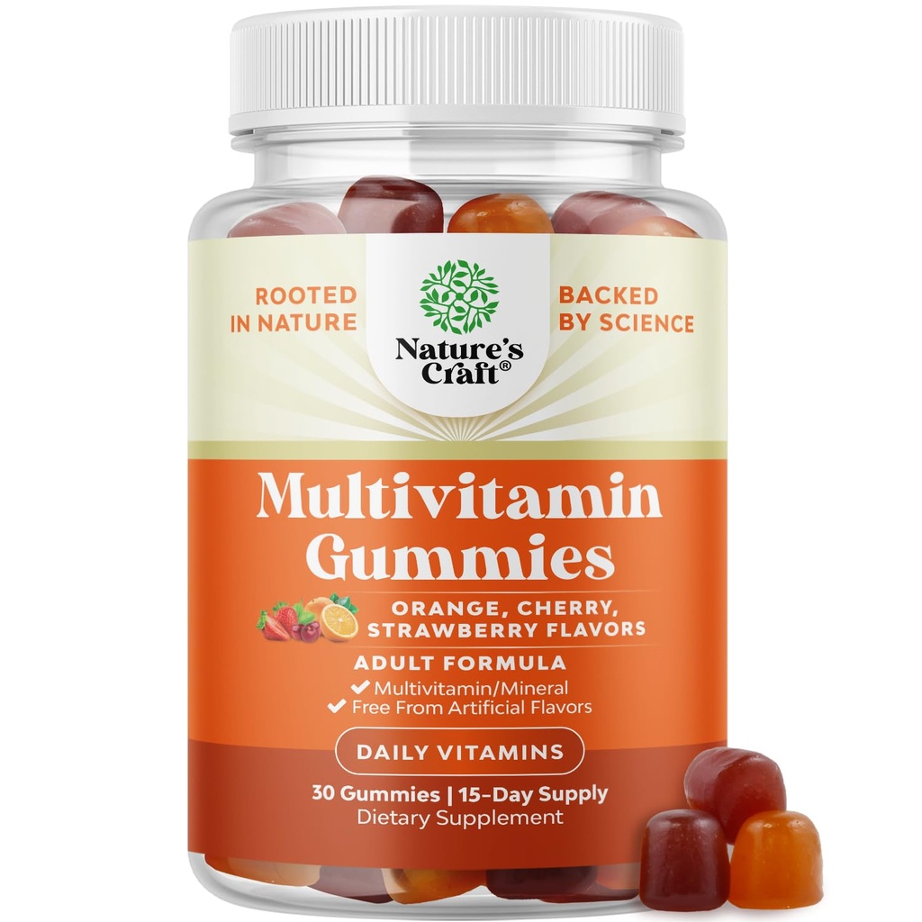 Potent Denní multivitaminové gumy pro dospělé - Wellness směs vitaminu D A C E B12 zinek a biotin - Dospělý vitamin Gummy pro energii a imunitu - Non- GMO gluten zdarma a Halal gumy 30 Počet