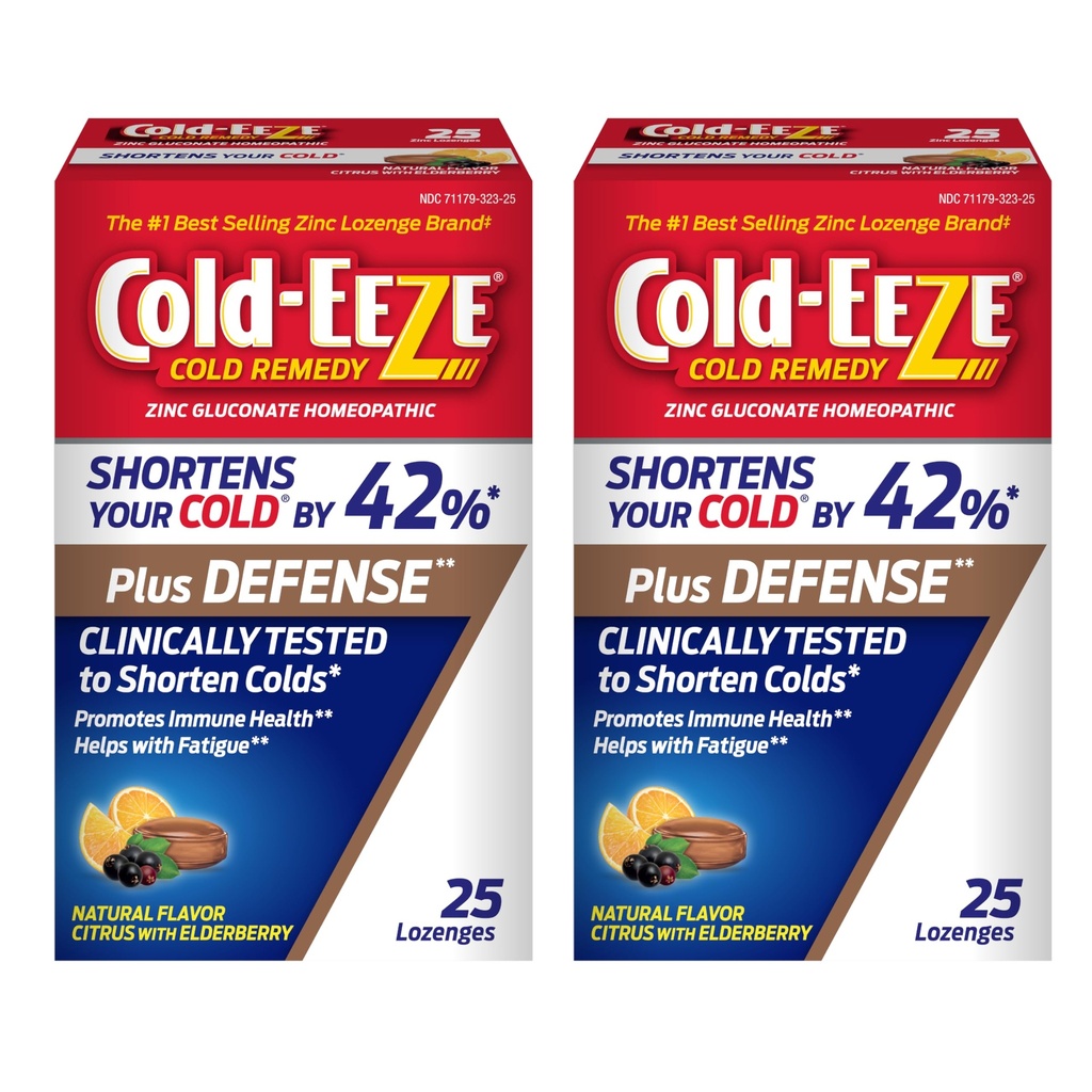 Cold- Eeze Plus Defense Přírodní Citrus s Elderberry zink Lozenges, Snižuje dobu trvání společné zimy, Sambucus Nigra, Echinacea a Rose Hips, 25 Ct, balení po 2