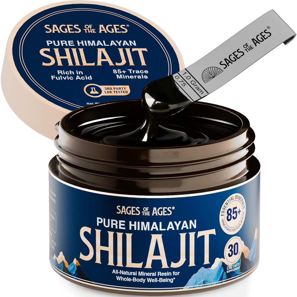 Čisté Himalájské Shilajit Resin - 500 mg Max Strength Organic Fulvic Acid Complex for Men & Women - Laboratoř testována s 85 + stopovými minerály - Energie, Stamina & Mental Performance - 30 g Jar
