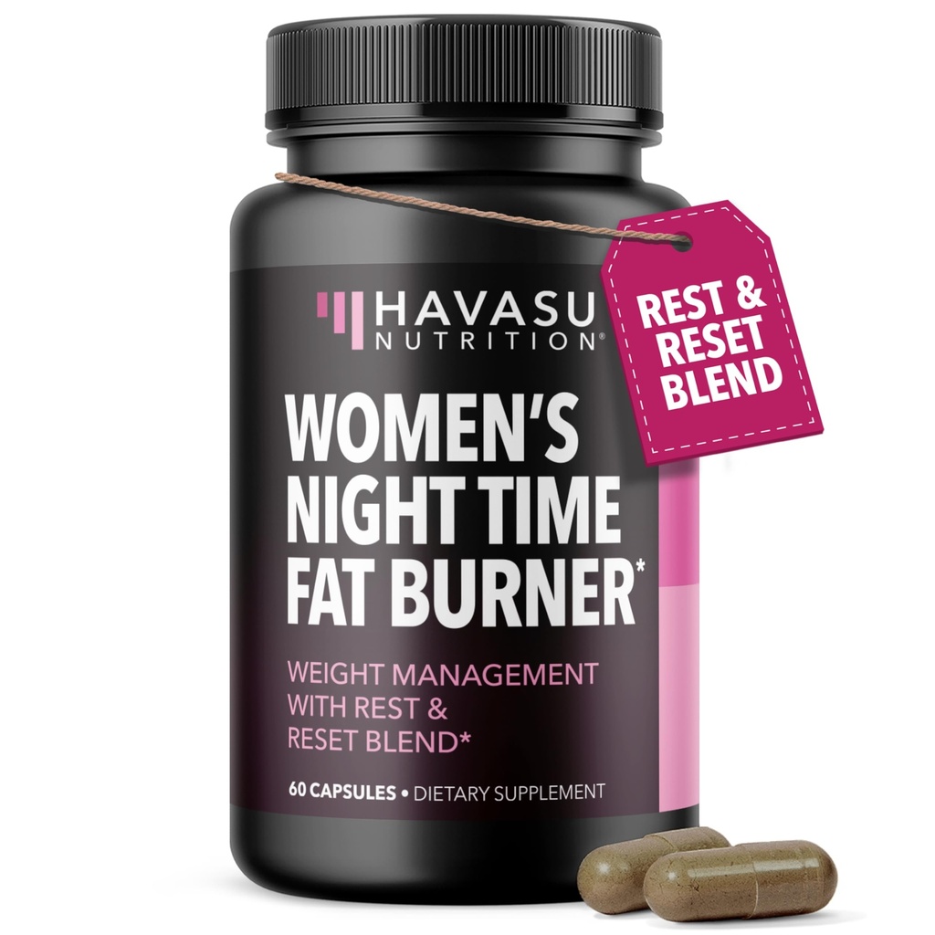 Noční čas Hořák tuků pro ženy - Appetite Conpressant for Weight Loss - 60 Počet - Bylinný metabolismus Booster s melatonin pro podporu spánku - Vegan, Non- GMO Kapsle - 2 Měsíční dodávky