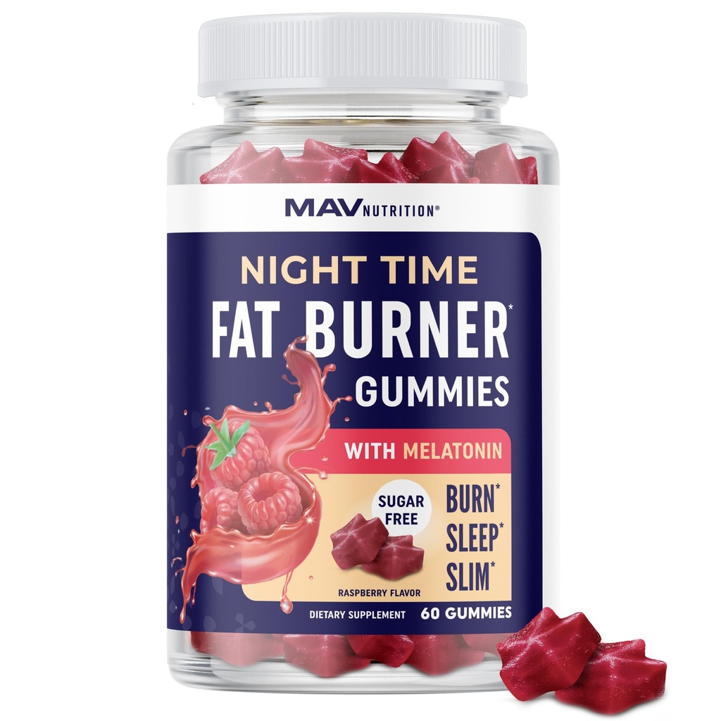 Night Time Fat Burner Gummies with Melatonin for Sleep & Weight Loss Support CLAS124; Hunger Suppressant & Metabolismus Booster, Shard Belly Fat While You Sleep CLAS124; Dietní dodatek pro ženy a muže Cut 124; 60 Ct