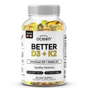 Organics Ocean Better D3 + K2-100% organické VIT D3 a K2 Doplňky s maximální biologickou dostupností - Podporuje hustotu kostí, rovnováhu vápníku, imunitu a mood - 1- Pack, 30- denní zásobování