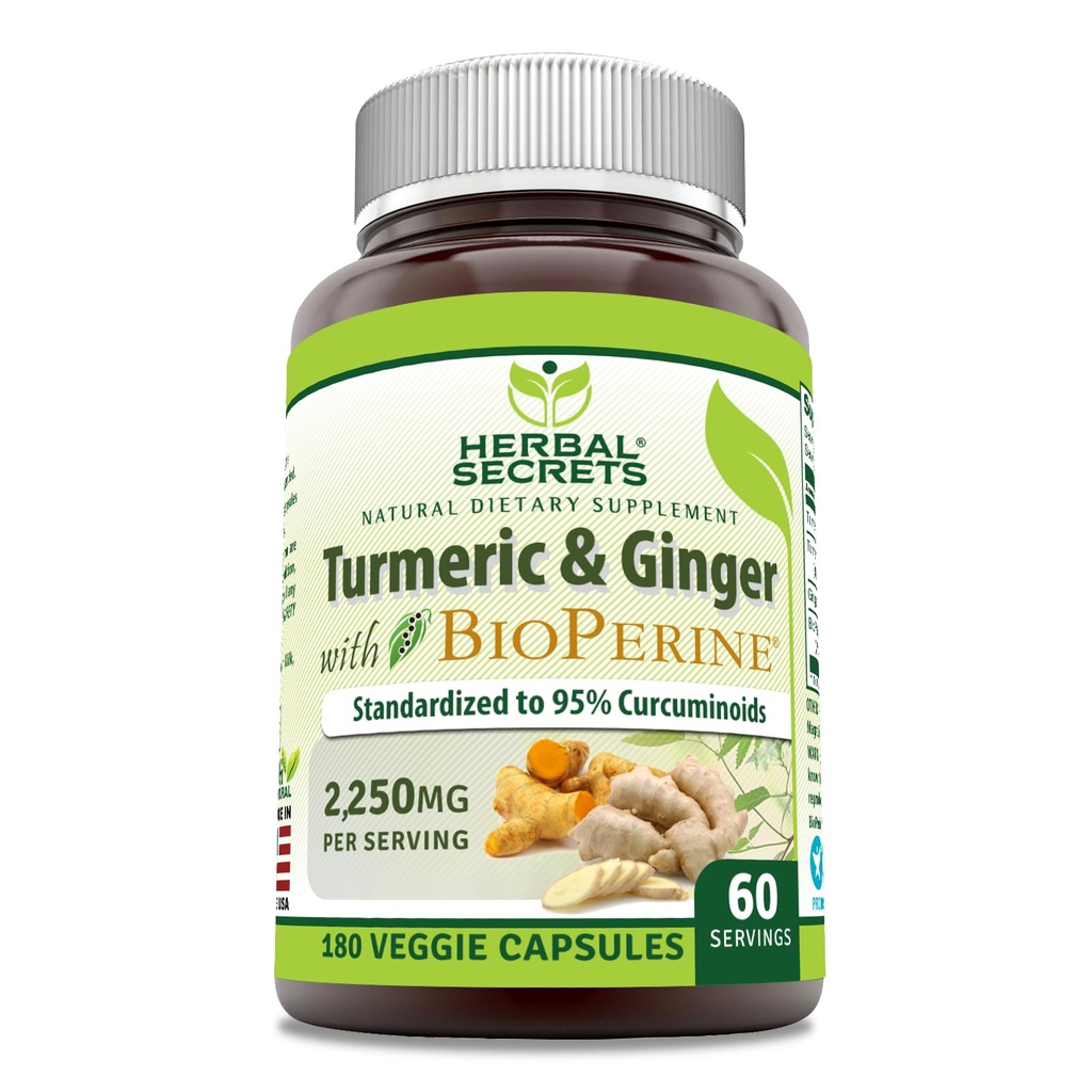 Bylinné tajemství Kurkumin a zázvor s doplňkem BioPerine 124; 2,250 Mg Per Serving CLAS124; 180 Kapsle 124; Non- GMO CLAS124; Gluten Free CLAS124; Made in USA