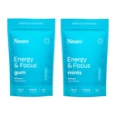 Neuro Energy & Focus Bundle - Peppermint nootroppic Gum (90ct) + Mints (90ct), přírodní kofein, L- Theanine, B12 + B6, Sugar- Free Brain Support for Clarity & Energy