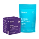 Neuro Energy & Sleep Bundle - Energy & Focus Gum (Peppermint, 90 Count) + Melatonin 5mg Sleep & Recharge Mints (Night Berry, 72 Kusy) - Daytime Focus & Nighttime Rest Support