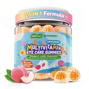 Děti Multivitaminové žvýkačky se železem, 450mg Řasy Omega33, Methylovaný B12, Folát, Fiber 2g, Probiotika, hořčík, A, C, D, K, zinek, dětské vitaminy pro růst, mozek, oko, guta, imunitní, cukr zdarma